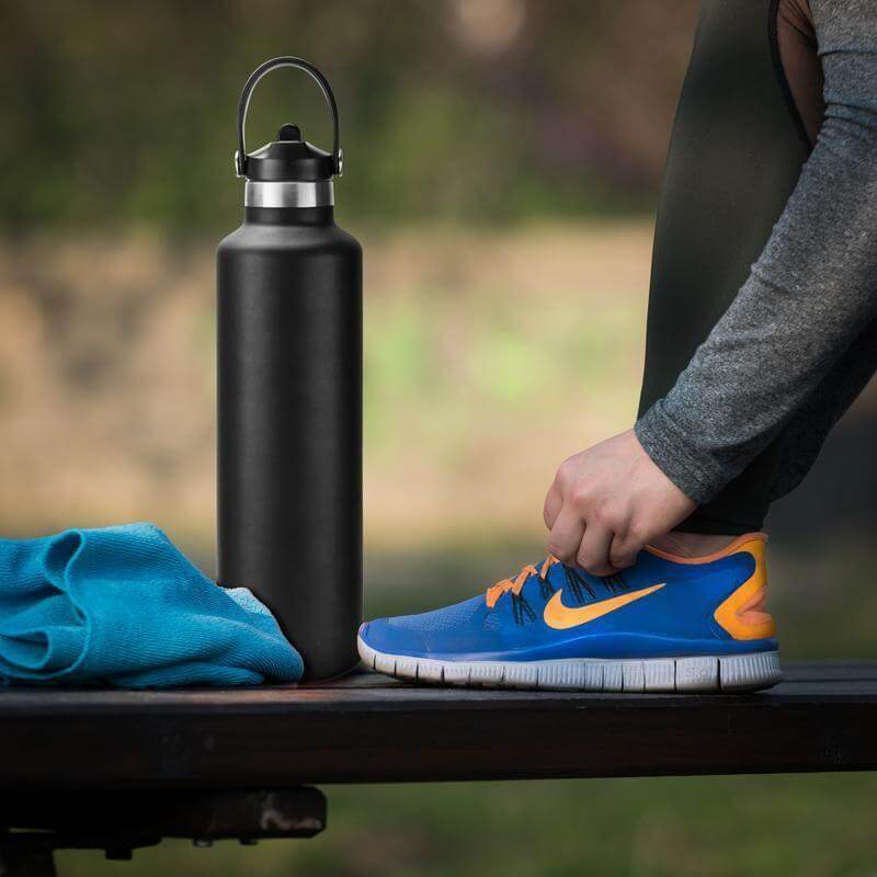 Vacuum Stainless Steel Bottle with Sports Lid - 1L - Grace Customs