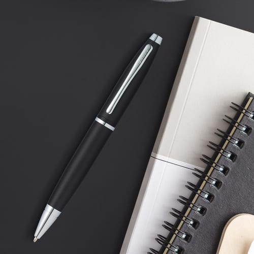 Cross Calais™ Matte Black/ Blue with Polished Chrome Appointments Ballpoint Pen - Grace Customs