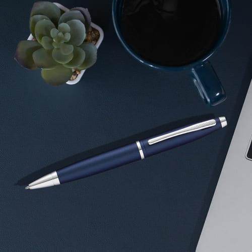 Cross Calais™ Matte Black/ Blue with Polished Chrome Appointments Ballpoint Pen - Grace Customs