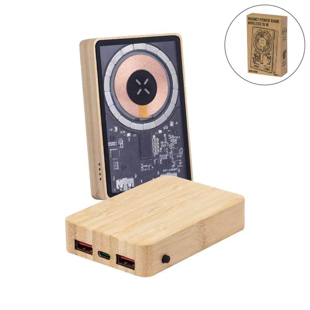 Magnetic Fast Wireless Powerbank 15W in Bamboo - Grace Customs