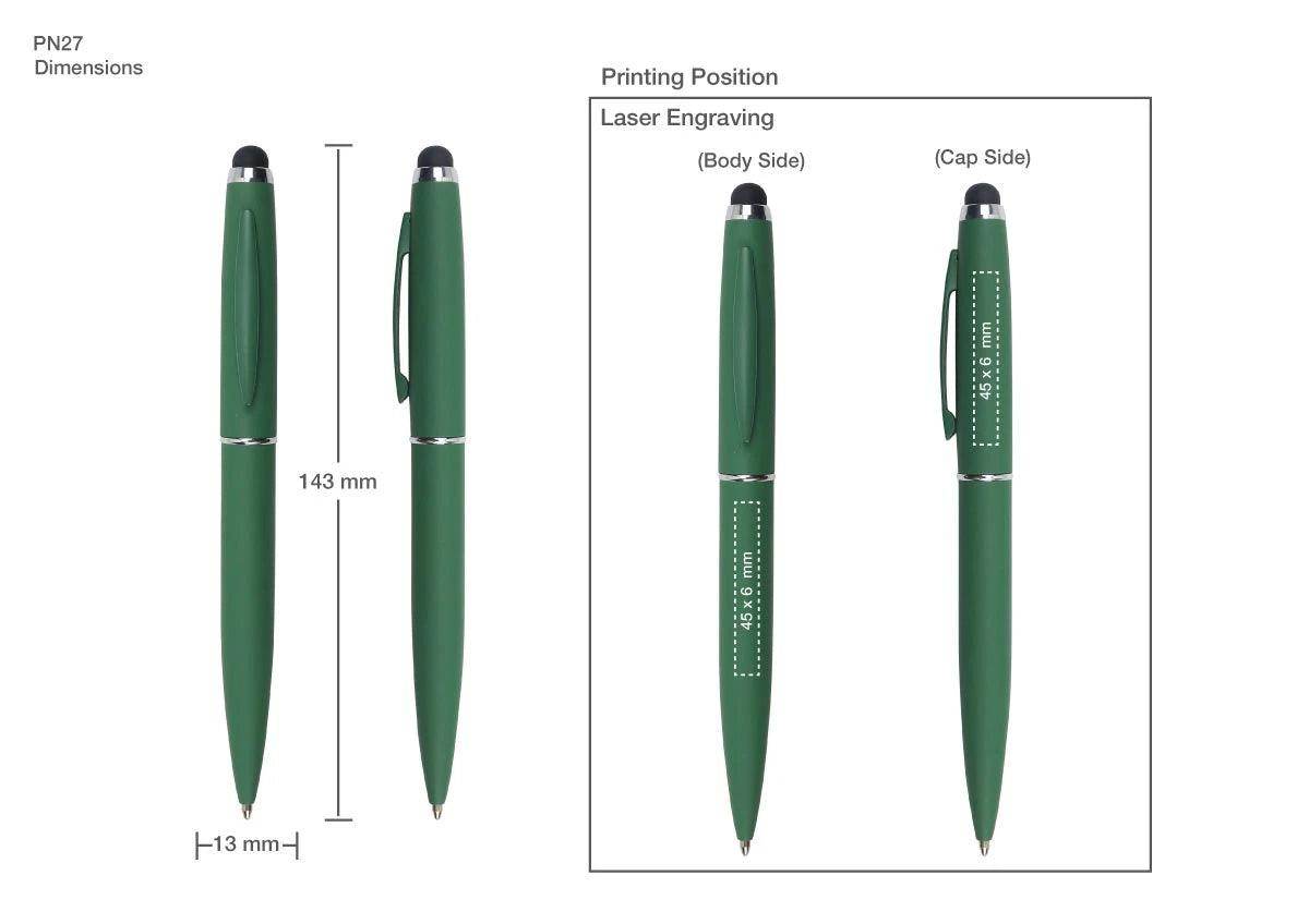 Stylus Metal Pens Rubberized & Twist-action PN27MT - Grace Customs
