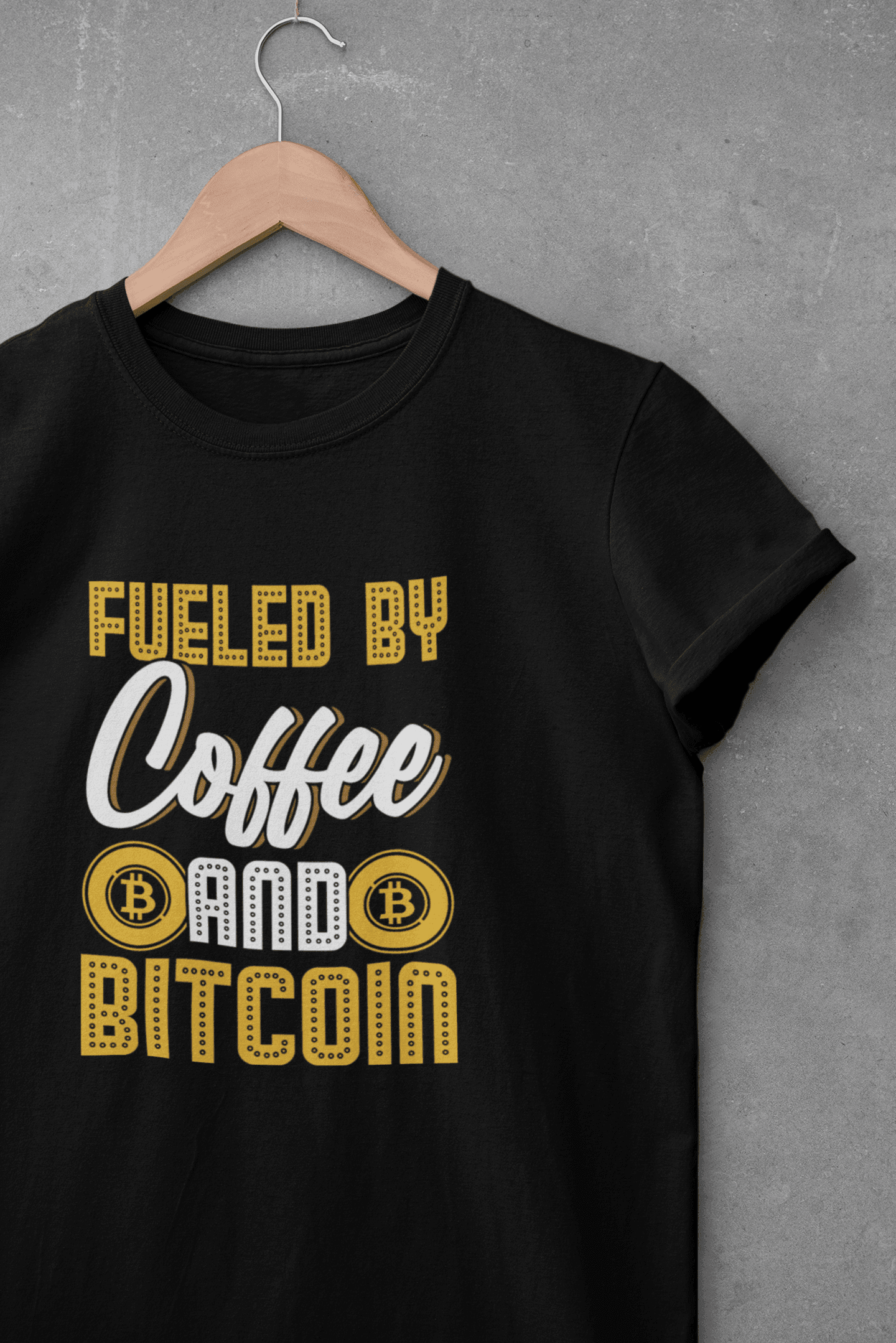 Fueled By Coffee and Bitcoin - Round Neck T-shirt 180 GSM Regular Fit - Grace Customs