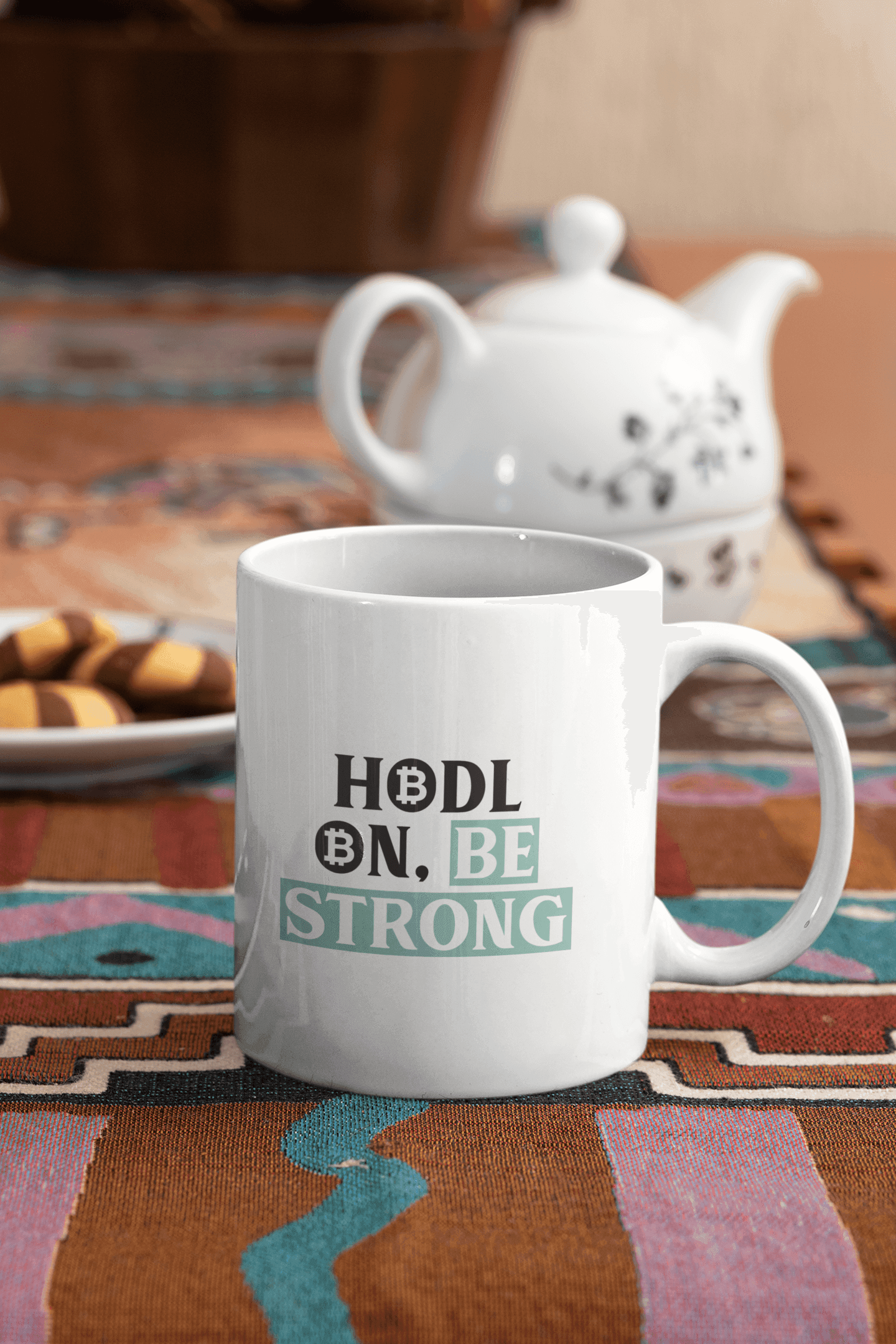 HODL ON BE STRONG - 11 oz White Ceramic Mug - Grace Customs
