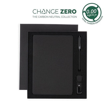 LENZEN - CHANGE ZERO Sustainable Gift Set with Refillable Notebook, Pen & USB Keychain - Grace Customs