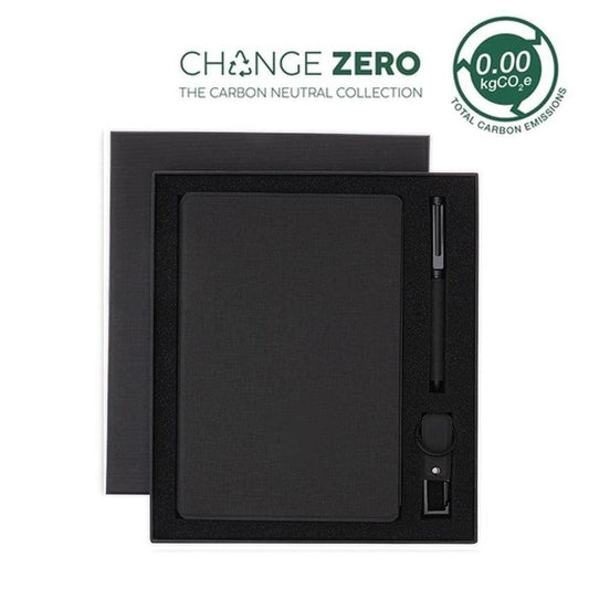 LENZEN - CHANGE ZERO Sustainable Gift Set with Refillable Notebook, Pen & USB Keychain - Grace Customs