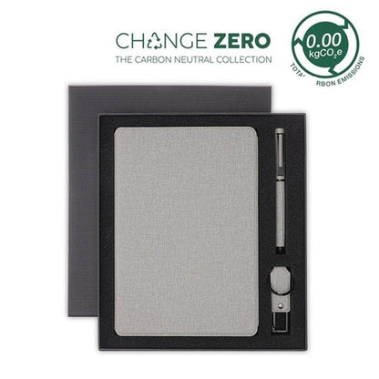 LENZEN - CHANGE ZERO Sustainable Gift Set with Refillable Notebook, Pen & USB Keychain - Grace Customs