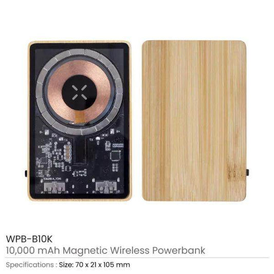 Magnetic Fast Wireless Powerbank 15W in Bamboo - Grace Customs