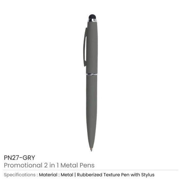 Stylus Metal Pens Rubberized & Twist-action PN27MT - Grace Customs