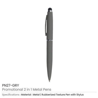 Stylus Metal Pens Rubberized & Twist-action PN27MT - Grace Customs