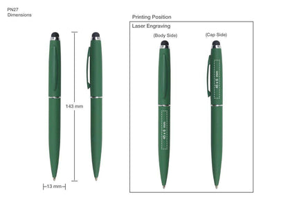 Stylus Metal Pens Rubberized & Twist-action PN27MT - Grace Customs