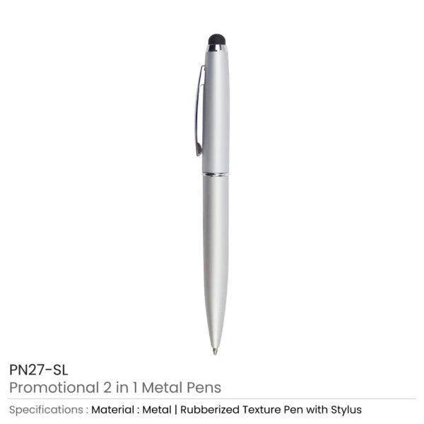 Stylus Metal Pens Rubberized & Twist-action PN27MT - Grace Customs