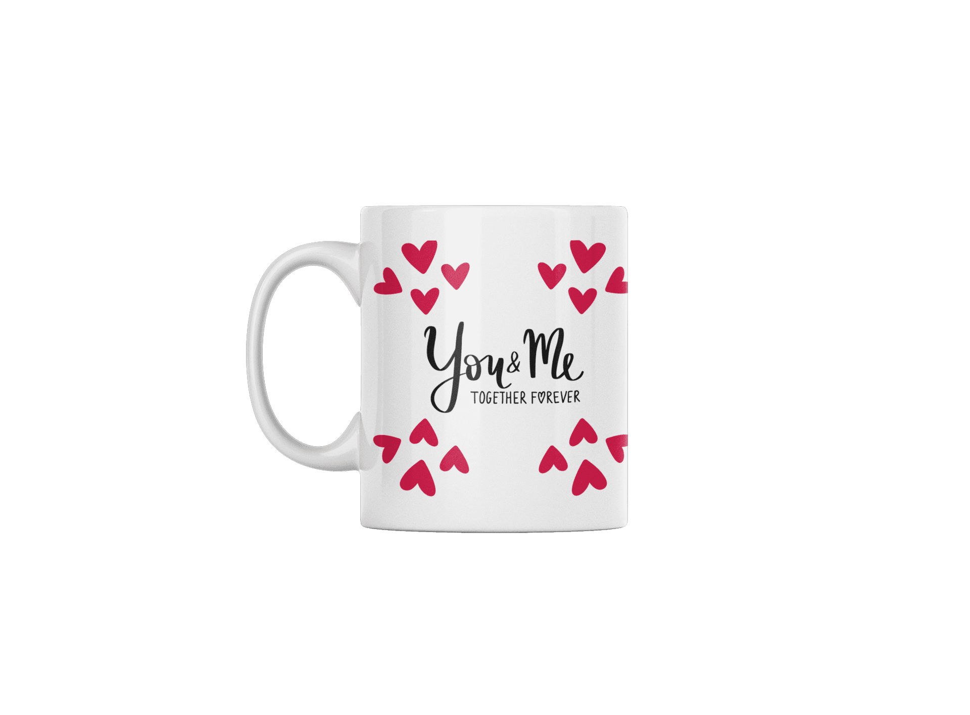 You & Me - 11 oz White Ceramic Mug for Valentines Day - Grace Customs
